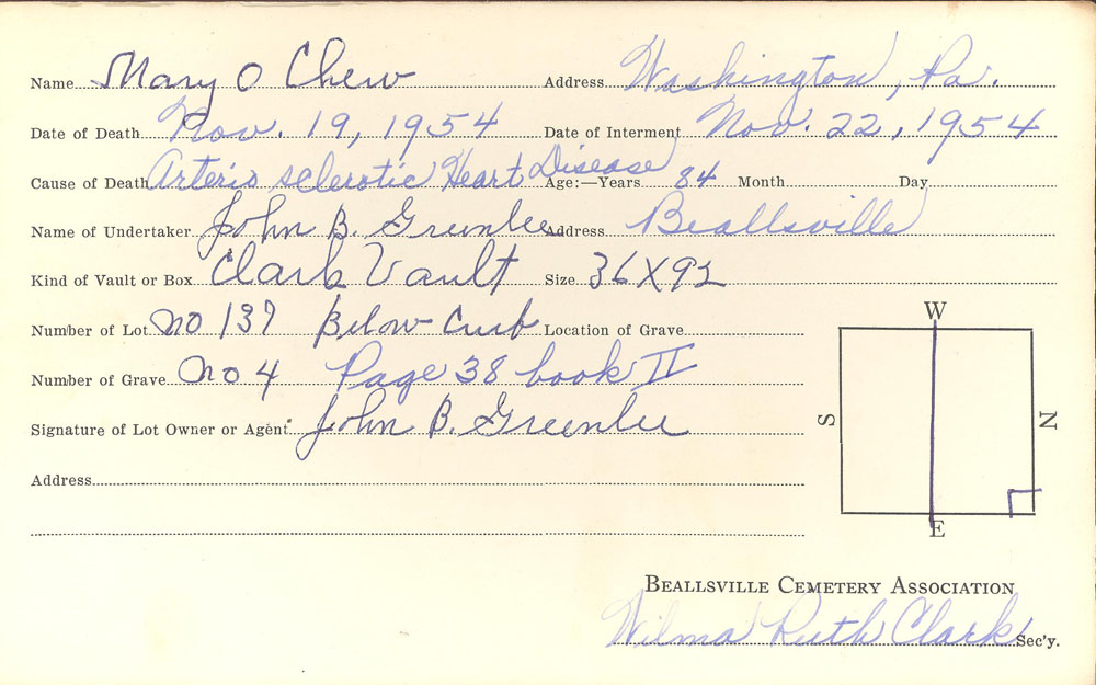 burial card